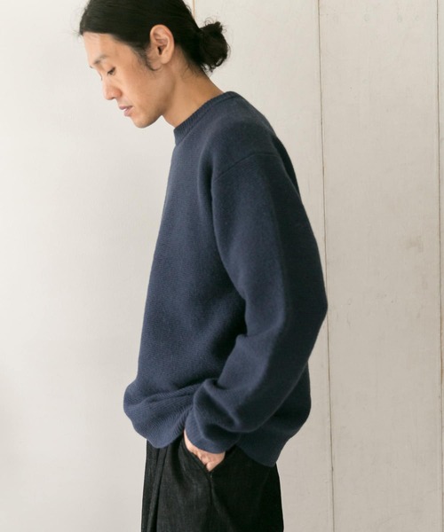 URBAN RESEARCH DOORS(アーバンリサーチドアーズ)の「ハミルトンウールガーター編みニット(ニット/セーター・メンズ・ブラック/ベージュ/ネイビー/イエロー/オートミール・40/38)」の13枚目の写真