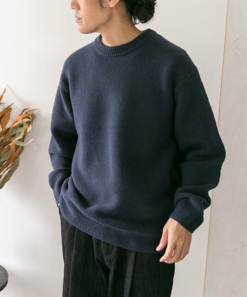 URBAN RESEARCH DOORS(アーバンリサーチドアーズ)の「ハミルトンウールガーター編みニット(ニット/セーター・メンズ・ブラック/ベージュ/ネイビー/イエロー/オートミール・40/38)」の14枚目の写真