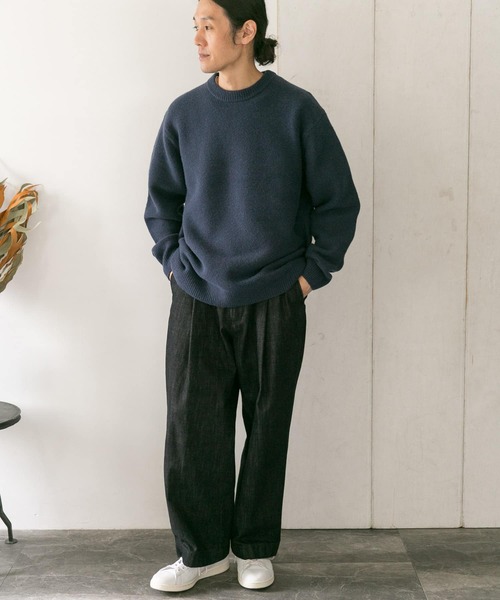 URBAN RESEARCH DOORS(アーバンリサーチドアーズ)の「ハミルトンウールガーター編みニット(ニット/セーター・メンズ・ブラック/ベージュ/ネイビー/イエロー/オートミール・40/38)」の15枚目の写真