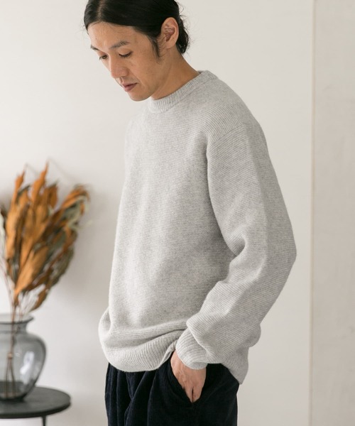 URBAN RESEARCH DOORS(アーバンリサーチドアーズ)の「ハミルトンウールガーター編みニット(ニット/セーター・メンズ・ブラック/ベージュ/ネイビー/イエロー/オートミール・40/38)」の19枚目の写真