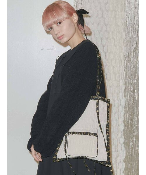 merry jenny（メリージェニー）の「check encircle flower tote（トートバッグ・レディース・アイボリー/ブラック/グリーン・FREE）」の19枚目の写真