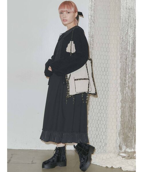 merry jenny（メリージェニー）の「check encircle flower tote（トートバッグ・レディース・アイボリー/ブラック/グリーン・FREE）」の14枚目の写真