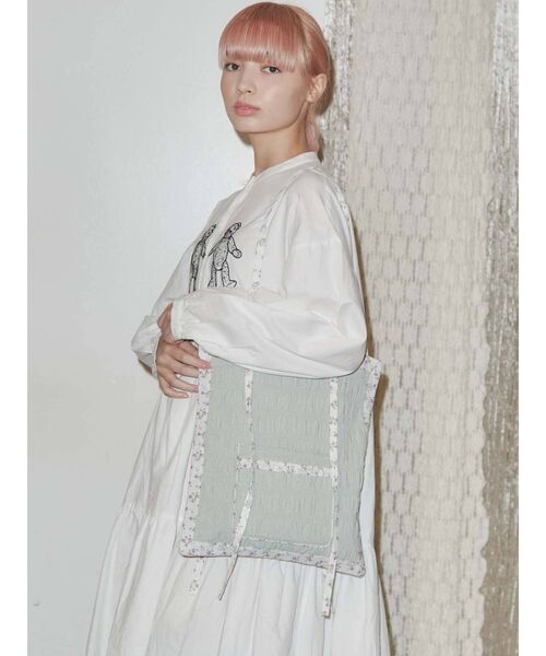 merry jenny（メリージェニー）の「check encircle flower tote（トートバッグ・レディース・アイボリー/ブラック/グリーン・FREE）」の22枚目の写真