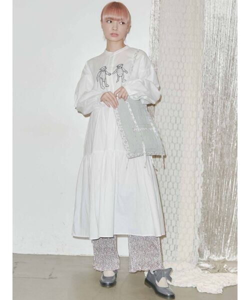 merry jenny（メリージェニー）の「check encircle flower tote（トートバッグ・レディース・アイボリー/ブラック/グリーン・FREE）」の12枚目の写真