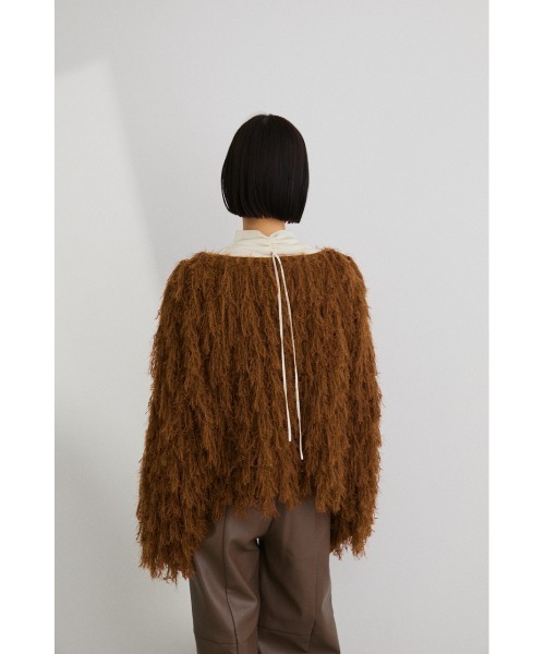 新品タグ付き今季STYLEMIXER フリンジニットブラウンClanehyke STYLEMIXER（スタイルミキサー）の「ヘアリーフリンジニット（ニット