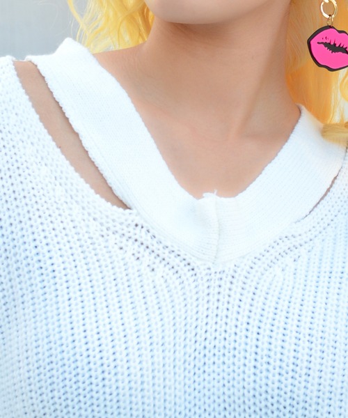 babyShoop(ベイビーシュープ)の「VネックデザインニットTOPS(ニット/セーター・レディース・ブラック/パープル/ピンク/オレンジ・FREE)」の12枚目の写真