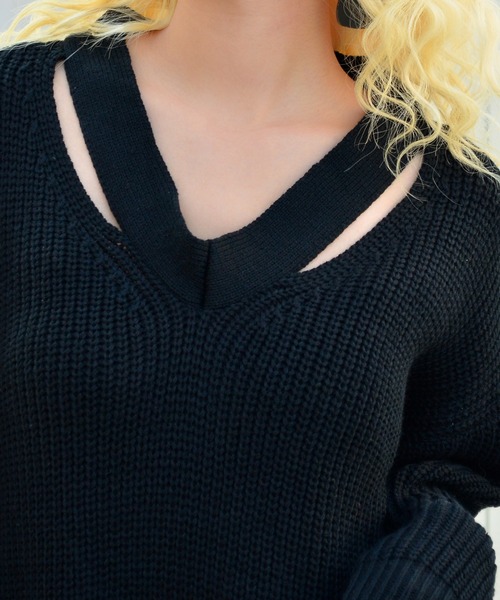 babyShoop(ベイビーシュープ)の「VネックデザインニットTOPS(ニット/セーター・レディース・ブラック/パープル/ピンク/オレンジ・FREE)」の19枚目の写真