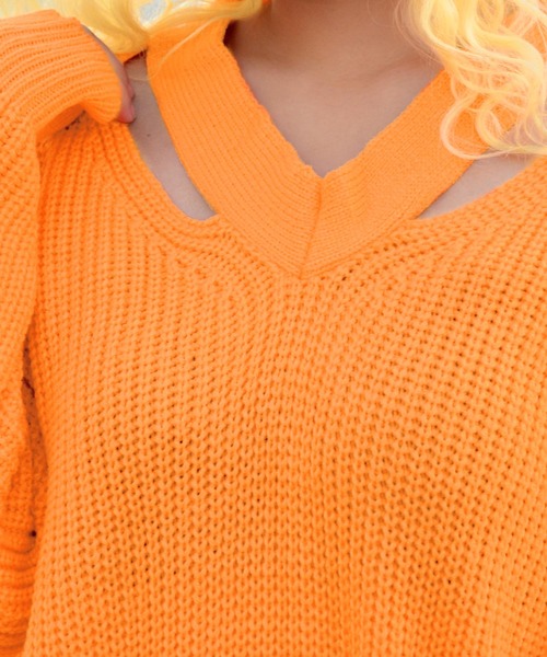 babyShoop(ベイビーシュープ)の「VネックデザインニットTOPS(ニット/セーター・レディース・ブラック/パープル/ピンク/オレンジ・FREE)」の9枚目の写真
