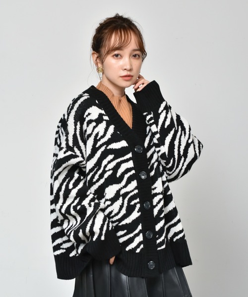 ems excite（エムズエキサイト）の「柄アソートBIGカーデ（カーディガン/ボレロ・レディース・ホワイト系その他/ブラック系その他/レオパード/アニマル・FREE）」の10枚目の写真