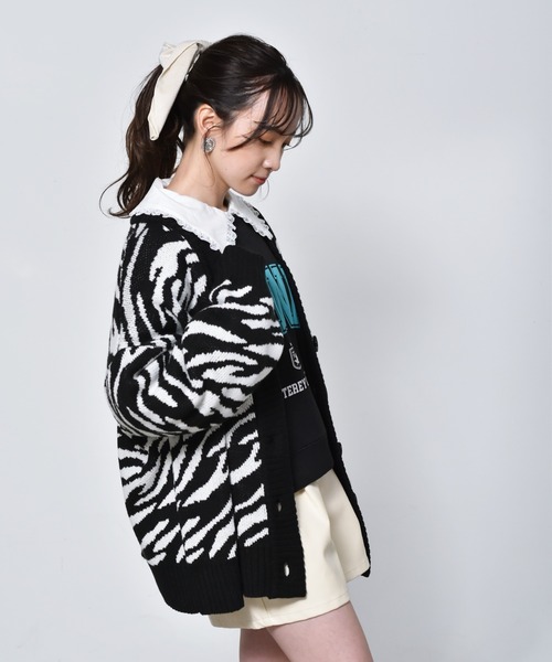 ems excite（エムズエキサイト）の「柄アソートBIGカーデ（カーディガン/ボレロ・レディース・ホワイト系その他/ブラック系その他/レオパード/アニマル・FREE）」の5枚目の写真