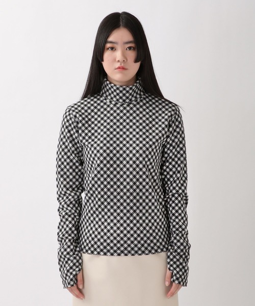 ROCKET x LUNCH（ロケットアンドランチ）の「ROCKET×LUNCH／R BIAS CHECK タートルネック  2237853（Tシャツ/カットソー・レディース・サーモンピンク/ブラック・SMALL）」の10枚目の写真