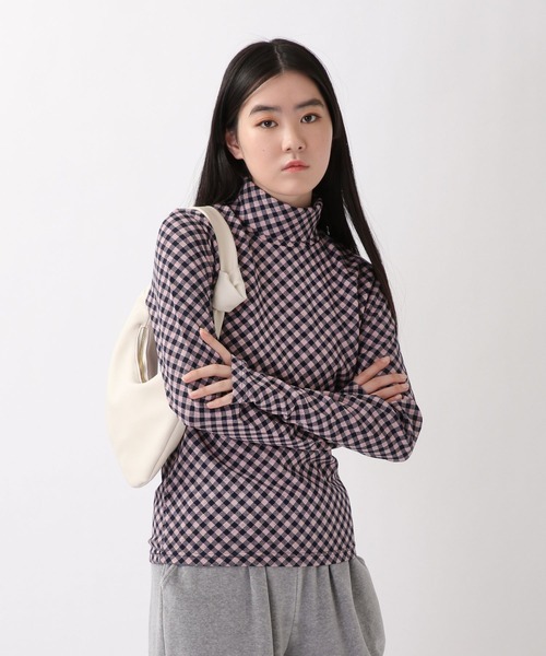 ROCKET x LUNCH（ロケットアンドランチ）の「ROCKET×LUNCH／R BIAS CHECK タートルネック  2237853（Tシャツ/カットソー・レディース・サーモンピンク/ブラック・SMALL）」の18枚目の写真