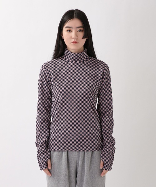 ROCKET x LUNCH（ロケットアンドランチ）の「ROCKET×LUNCH／R BIAS CHECK タートルネック  2237853（Tシャツ/カットソー・レディース・サーモンピンク/ブラック・SMALL）」の13枚目の写真