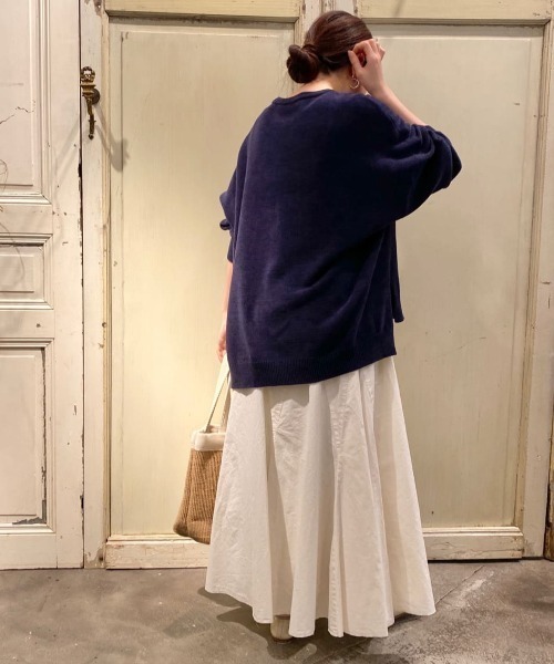 BEARDSLEY（ビアズリー）の「シフォンモールプルオーバー（ニット/セーター・レディース・ネイビー/ホワイト・FREE）」の5枚目の写真