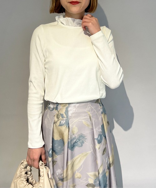 DIARIUM（ディアリウム）の「襟フリルカットソー（Tシャツ/カットソー・レディース・ブラック/オフホワイト・M）」の6枚目の写真