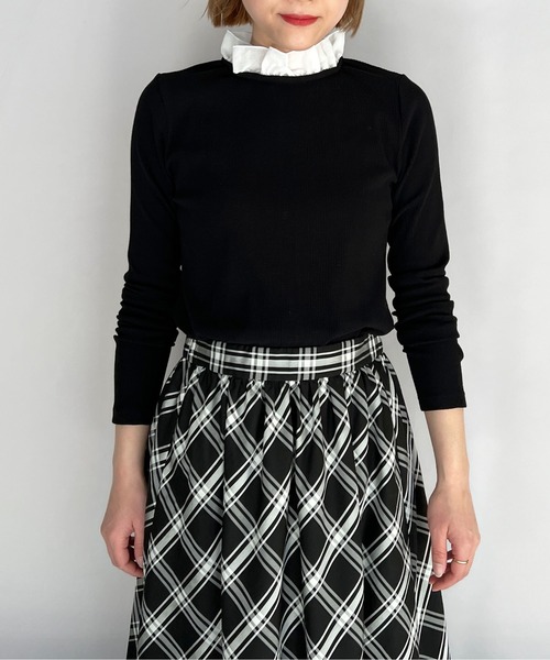 DIARIUM（ディアリウム）の「襟フリルカットソー（Tシャツ/カットソー・レディース・ブラック/オフホワイト・M）」の13枚目の写真