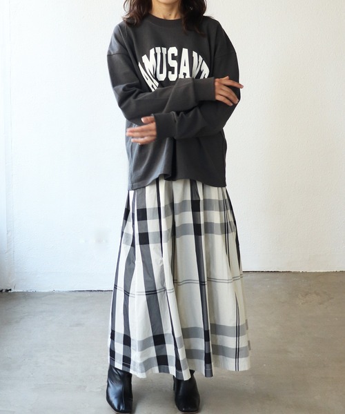 Shelly island（シェリーアイランド）の「大柄チェックロングスカート（スカート・レディース・ホワイト/ブラック・FREE）」の11枚目の写真