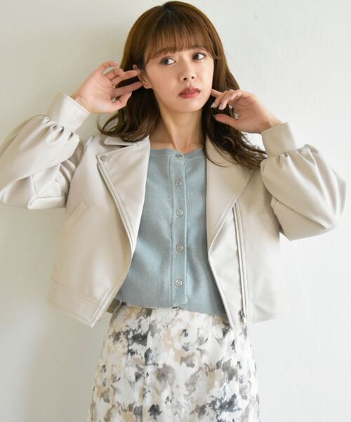 MAJESTIC LEGON（マジェスティックレゴン）の「Ladyショートライダース（ライダースジャケット・レディース・ブラック/ベージュ/アイボリー・SMALL/MEDIUM）」の6枚目の写真