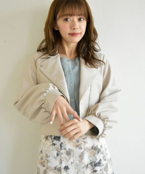 MAJESTIC LEGON（マジェスティックレゴン）の「Ladyショートライダース（ライダースジャケット・レディース・ブラック/ベージュ/アイボリー・SMALL/MEDIUM）」の16枚目の写真