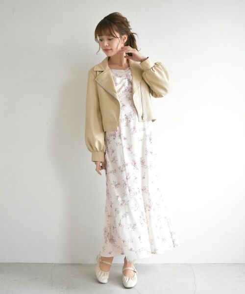 MAJESTIC LEGON（マジェスティックレゴン）の「Ladyショートライダース（ライダースジャケット・レディース・ブラック/ベージュ/アイボリー・SMALL/MEDIUM）」の18枚目の写真