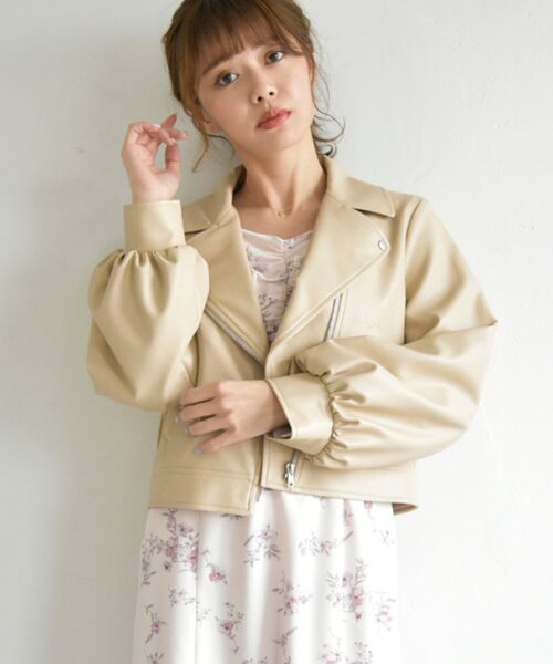 MAJESTIC LEGON（マジェスティックレゴン）の「Ladyショートライダース（ライダースジャケット・レディース・ブラック/ベージュ/アイボリー・SMALL/MEDIUM）」の11枚目の写真