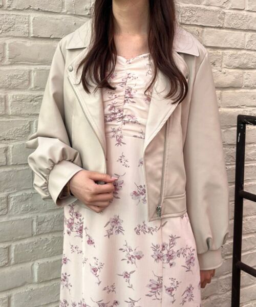 MAJESTIC LEGON（マジェスティックレゴン）の「Ladyショートライダース（ライダースジャケット・レディース・ブラック/ベージュ/アイボリー・SMALL/MEDIUM）」の13枚目の写真