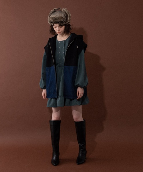 idem(イデム)の「frill tiered mini onepiece/フリルティアードミニワンピース(ワンピース・レディース・ブラック/イエロー/グリーン・FREE)」の16枚目の写真
