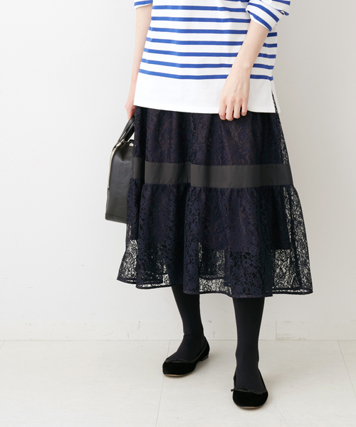 IENA(イエナ)の「&NAVY デザインティアードスカート◆(スカート・レディース・ネイビー/ブルー系その他・40/38/36/34)」の15枚目の写真