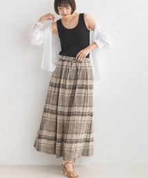 OMNES | スラブチェックギャザーロングスカート(スカート)