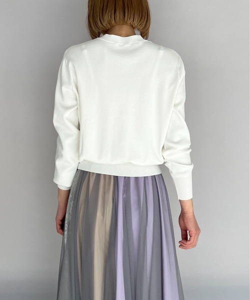 PICCIN（ピッチン）の「クロップドパール釦カーディガン（カーディガン/ボレロ・レディース・ブラック/オフホワイト/ブルー・M）」の19枚目の写真