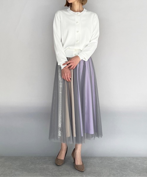 PICCIN（ピッチン）の「クロップドパール釦カーディガン（カーディガン/ボレロ・レディース・ブラック/オフホワイト/ブルー・M）」の20枚目の写真