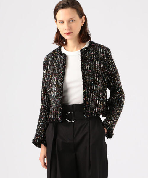 TOMORROWLAND （トゥモローランド）の「シャインファンシーツイード ノーカラージャケット（ノーカラージャケット・レディース・ブラック系その他・36）」の3枚目の写真
