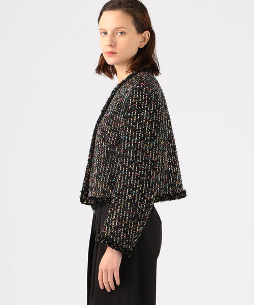 TOMORROWLAND （トゥモローランド）の「シャインファンシーツイード ノーカラージャケット（ノーカラージャケット・レディース・ブラック系その他・36）」の4枚目の写真