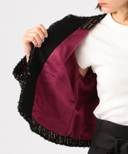 TOMORROWLAND （トゥモローランド）の「シャインファンシーツイード ノーカラージャケット（ノーカラージャケット・レディース・ブラック系その他・36）」の7枚目の写真