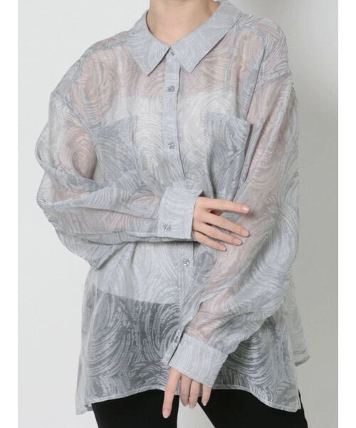 MURUA(ムルーア)の「シアーシャツジャケット(シャツ/ブラウス・レディース・ホワイト/ライトブルー/ブラック・FREE)」の4枚目の写真