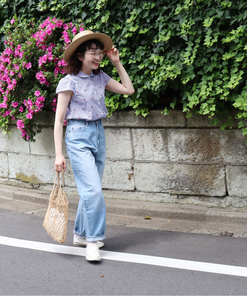 CHILD WOMAN(チャイルドウーマン)の「ストライプチェリー刺繍丸衿キャップスリーブ ブラウス(シャツ/ブラウス・レディース・ブルー・FREE)」の19枚目の写真