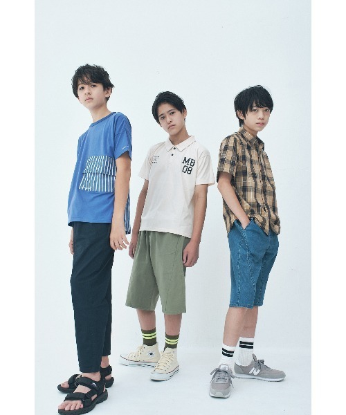 Wonder apartment(ワンダーアパートメント)の「天竺ストライプポケットTシャツ(Tシャツ/カットソー・キッズ・ベージュ/ネイビー・110cm/120cm/130cm/90cm/100cm/80cm)」の3枚目の写真