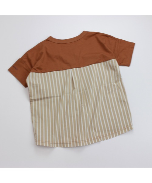 Wonder apartment(ワンダーアパートメント)の「天竺ストライプポケットTシャツ(Tシャツ/カットソー・キッズ・ベージュ/ネイビー・110cm/120cm/130cm/90cm/100cm/80cm)」の8枚目の写真