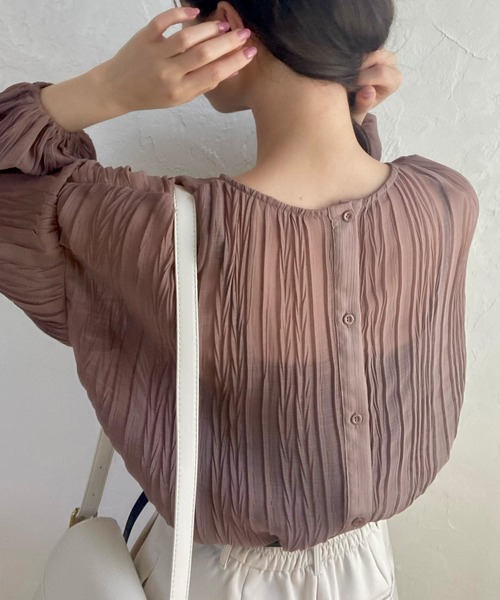 LAUIR（ラウアー）の「リンクルブラウス（シャツ/ブラウス・レディース・ホワイト/ブラック/ベージュ/ブラウン/イエロー/アイボリー・FREE）」の11枚目の写真