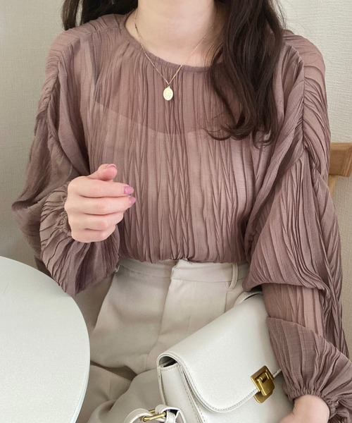 LAUIR（ラウアー）の「リンクルブラウス（シャツ/ブラウス・レディース・ホワイト/ブラック/ベージュ/ブラウン/イエロー/アイボリー・FREE）」の12枚目の写真