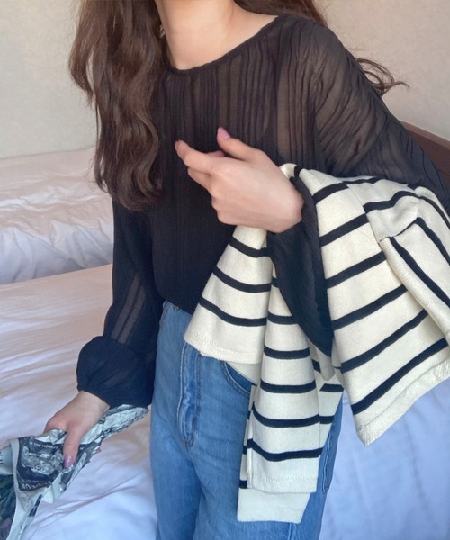 LAUIR（ラウアー）の「リンクルブラウス（シャツ/ブラウス・レディース・ホワイト/ブラック/ベージュ/ブラウン/イエロー/アイボリー・FREE）」の20枚目の写真