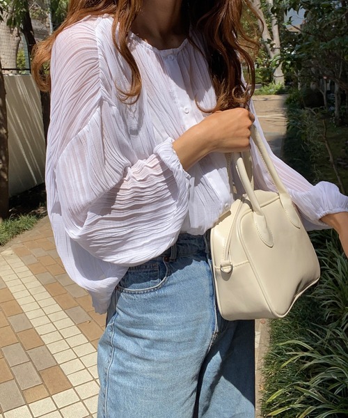 LAUIR（ラウアー）の「リンクルブラウス（シャツ/ブラウス・レディース・ホワイト/ブラック/ベージュ/ブラウン/イエロー/アイボリー・FREE）」の21枚目の写真