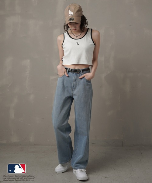 MLB（メジャーリーグベースボール）の「【MLB/メジャーリーグベースボール】パイピングアメスリタンクトップ（タンクトップ・レディース・ホワイト/ブラック/オートミール/ダークグリーン・ONESIZE）」の22枚目の写真