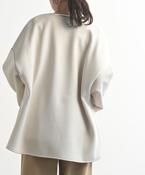 rps（アールピーエス）の「カットポンチミドルジャケット（ノーカラージャケット・レディース・ブラック/アイボリー/グレイッシュベージュ・M）」の9枚目の写真