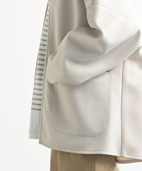 rps（アールピーエス）の「カットポンチミドルジャケット（ノーカラージャケット・レディース・ブラック/アイボリー/グレイッシュベージュ・M）」の10枚目の写真