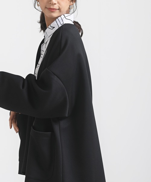 rps（アールピーエス）の「カットポンチミドルジャケット（ノーカラージャケット・レディース・ブラック/アイボリー/グレイッシュベージュ・M）」の16枚目の写真