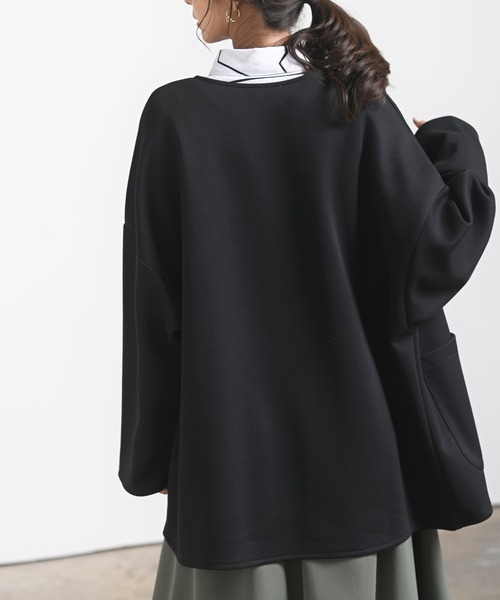 rps（アールピーエス）の「カットポンチミドルジャケット（ノーカラージャケット・レディース・ブラック/アイボリー/グレイッシュベージュ・M）」の17枚目の写真