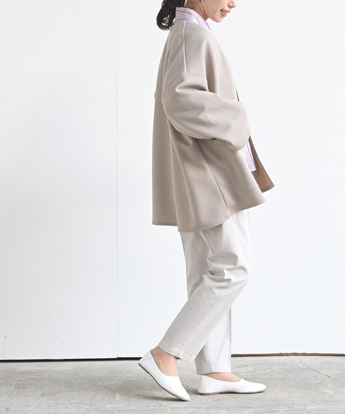 rps（アールピーエス）の「カットポンチミドルジャケット（ノーカラージャケット・レディース・ブラック/アイボリー/グレイッシュベージュ・M）」の20枚目の写真