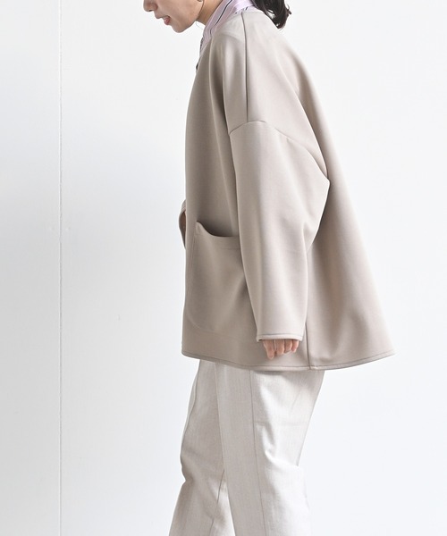 rps（アールピーエス）の「カットポンチミドルジャケット（ノーカラージャケット・レディース・ブラック/アイボリー/グレイッシュベージュ・M）」の22枚目の写真