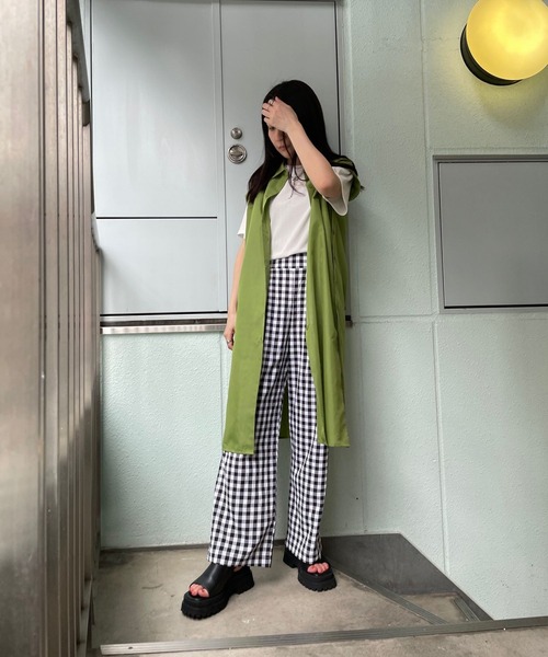 ＪＵＧＬＡＮＳ（ユグランス）の「☆ 一枚持っておけば間違いナシ。ギンガムチェックストレートパンツ　30502H234（その他パンツ・レディース・グリーン/ブラック/テラコッタ・FREE）」の9枚目の写真
